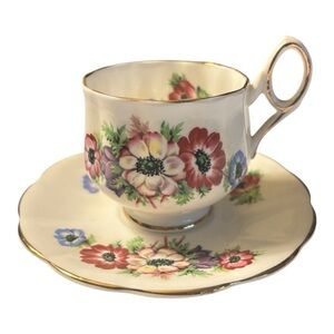Royal Victoria Vintage Floral Bone China Teacup and Saucer - made in England